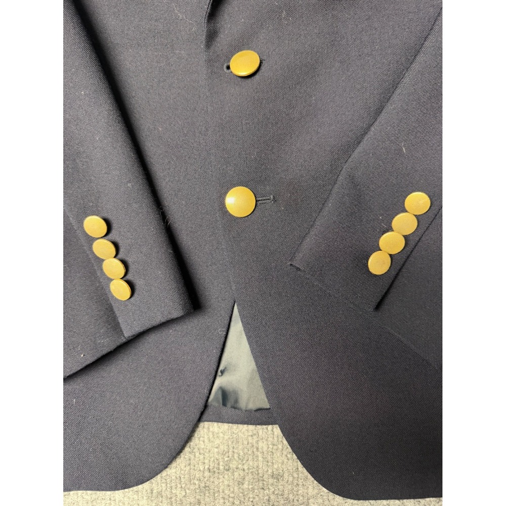 Lands End Boys Navy Blue Wool Blend Blazer Kids coat Size 14 School Uniform - Picture 3 of 8